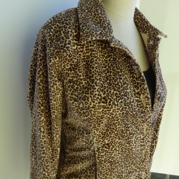 Corduroy Leopard Jacket w pockets Sz Med by Hannah - Picture 8 of 8